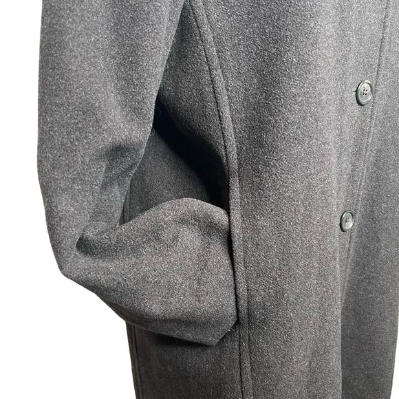 Vintage 90s Jones NY Coat Gray Wool Cashmere Long Hooded Jacket Sz Large - Picture 8 of 12